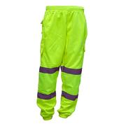 EHD Men's Safety Sweat Pants Hi Viz Work Fleece Bottoms Jogging Trousers Hi Vis Joggers (Yellow, 2X-Large)