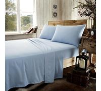 EHD Plain Flannelette 100% Natural Brushed Cotton Luxurious Duvet Cover Sets Reversible Bedding Sets With Matching Pillowcases (Blue, Single)