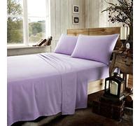 EHD Plain Flannelette 100% Natural Brushed Cotton Luxurious Duvet Cover Sets Reversible Bedding Sets With Matching Pillowcases (Lilac, Double)