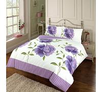 EHD Rosaleen Floral Pattern Modern Stylish Duvet Cover Sets Quilt Cover Sets Reversible Bedding Sets By NZ (Lilac, Super King)