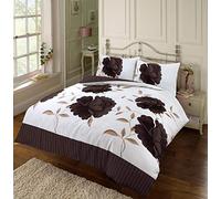 EHD Rosaleen Floral Pattern Modern Stylish Duvet Cover Sets Quilt Cover Sets Reversible Bedding Sets By NZ (Chocolate, Super King)