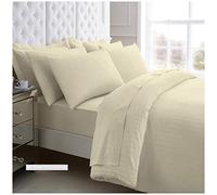 EHD Satin Stripes 200 Thread Count 100% Egptian Cotton Super Soft Hotel Quality Luxurious Duvet Cover Sets Fully Reversible Bedding Sets (Mocha, King)