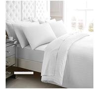 EHD Satin Stripes 200 Thread Count 100% Egptian Cotton Super Soft Hotel Quality Luxurious Duvet Cover Sets Fully Reversible Bedding Sets (White, Double)