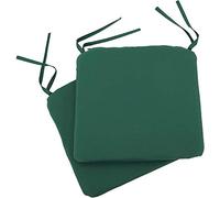 EHD Set of 4 Seat Pads With Ties Luxurious Quilted Seat Pads For Indoor Outdoor Garden Patio Kitchen & Office Chairs (Green)