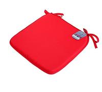 EHD Set of 4 Seat Pads With Ties Luxurious Quilted Seat Pads For Indoor Outdoor Garden Patio Kitchen & Office Chairs (Red)