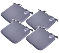 EHD Set of 4 Seat Pads With Ties Luxurious Quilted Seat Pads For Indoor Outdoor Garden Patio Kitchen & Office Chairs (Charcoal)