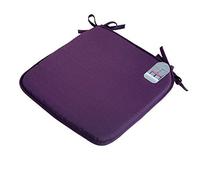 EHD Set of 4 Seat Pads With Ties Luxurious Quilted Seat Pads For Indoor Outdoor Garden Patio Kitchen & Office Chairs (Aubergine)
