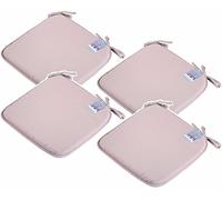 EHD Set of 4 Seat Pads With Ties Luxurious Quilted Seat Pads For Indoor Outdoor Garden Patio Kitchen & Office Chairs (Chambray)
