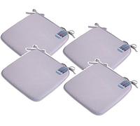 EHD Set of 4 Seat Pads With Ties Luxurious Quilted Seat Pads For Indoor Outdoor Garden Patio Kitchen & Office Chairs (Silver)