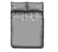 EHD Valentina Crushed Velvet Luxury Shiny Duvet Cover Sets Reversible Bedding Sets With Matching Pillowcases (Silver, Super King)