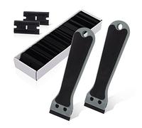 Ehdis 2 pcs Plastic Scraper with 100 Plastic Razor Blade, 6inch Long Handle with EVA Foam, Adhesive Remover, Sticker Remover, for Remove Label, Glue, Sticky Stuff, Decal, Grey