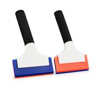 EHDIS 2PCS Window Squeegee with Non-slip Handle, 5 inch, Double Side with Different Hardness, for Car Windshield, Window, Mirror, Glass Door, Ice Snow Removal Scraper Tool