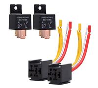 EHDIS 4-Pin Car Truck Motor Heavy Duty 80A 12V On/Off Normally Open SPST Relay Socket Plug With Harness - 4 Wire Automotive Model JD2912-1H-12VDC 80A 14VDC, Pack of 2