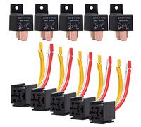 Ehdis [5pcs] Heavy Duty Truck Engine 4 Pin 80A 12V On/Off Normally Open Relay SPST Plug 4 Wire Waterproof