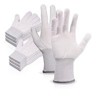 Ehdis 6 Pairs Nylon Gloves White Work Gloves, Stretchy Full Finger Labor, Non-slip Mounting Glove Seamless for Washing, Car Cleaning, Household Cleaning Keeper, gardeners