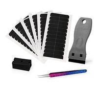 Ehdis Hair Extension Tapes with Tweezers and Scraper for Remove Tapes, 72pcs Pre-cut Double Sided Adhesive Tapes in Hair Extensions, for Lace Wig Hairpiece Toupee Hair Weft