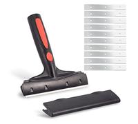 EHDIS Razor Blade Scraper, 6" Scraper Adhesive Remover Tool with 10 Double-Edge Blades for Cleaning Paint, Caulk, Adhesive, Label, Decal, Sticker from Window, Glass, Tile, Floor, Stove Top