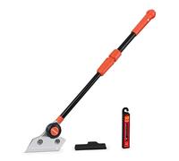 EHDIS Wallpaper Remover with Telescopic Rod and 10 Blades, 100 mm, Glass Scraper with Adjustable Head Orientation, Wallpaper Scraper with Rubber Handle for Cleaning Windows, Walls and Tile Floors