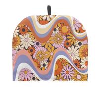 Eheartsgir Hippie Flowers Tea Cosy Washable Protective Insulated Tea Pot Dust Cover with Hanging Loop Kitchen Tea Pot Cover to Keep Breakfast Tea Warm Home Kitchen Tea Party Decoration