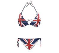Eheartsgir Women Bikini Sets Two Piece High Waisted Swimsuit V Neck Halter String Bathing Suit Triangle Bikini Bottoms, Union Jack British Flag Print, Large