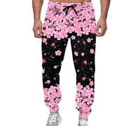 Eheartsgir Women Joggers Sweatpants High Waist Workout Yoga Sweatpants Drawstring Lightweight Loose Pants with Pockets, Cherry Blossom, XL