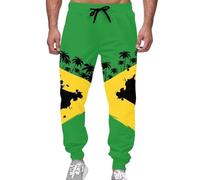 Eheartsgir Women Joggers Sweatpants High Waist Workout Yoga Sweatpants Drawstring Lightweight Loose Pants with Pockets, Jamaican Flag Palm Tree, XXXL
