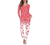 Eheartsgir - Womens 2 Piece Pajama Set Long Sleeve Plus Size Loose Casual Soft Loungewear with Pockets, Heart Musical Notes for the Day of, 6XL