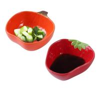 EHERDM 2Pcs Ceramic Sauce Dishes Cute Dipping Bowls Side Dish Bowls Seasoning Dishes Small Appetizer Dishes Dip Bowls Dessert Bowls for Ketchup Dressings Soy Salt Snack Pumpkin and Strawberry