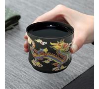 EHERDM 2PCS Dragon and Phoenix Color-changing cups with Gift Packaging Box Purple Clay Zisha Cup Handmade Kung Fu Set Heat Sensitive Purple Sand Drinkware Gift for Tea Lovers Bamboo-joint