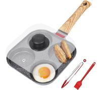 EHERDM 4-Cup Omelette Pan with Lid Nonstick Egg Frying Pan Aluminium Egg Poacher Pan Mini Pancake Pan Fried Egg Pan Healthy Breakfast Pan Egg Skillet Egg Cooker Pan for Induction & Gas Stove Black