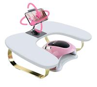 EHERDM Arm Rest for Nails Tech U-Shaped Hand Pillow with Rotating Adjustable Phone Holder Soft Comfortable Hands Cushion Manicure Tool for Home and Art Nail Salon