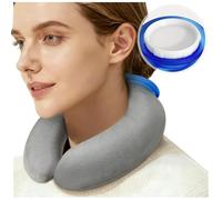EHERDM U-Shaped Hot Water Bottle with Fleece Cover 850ML Hot & Cold Water Bag Therapy Heating Pad for Pain Relief Neck Shoulder Hand Warmer Relaxing Protection Blue