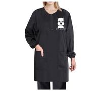 EHERDM Waterproof Pet Grooming Smock with Zipper Long Sleeves Pet Grooming Work Clothes with Two Pockets Dog Cosmetologist, Schnauzer, Medium