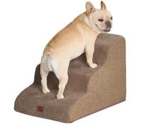EHEYCIGA Curved Dog Steps for Bed, 3-Step Dog Stairs for Sofa, High Density Foam Pet Steps for Small Dogs and Cats, Pet Stairs for Couch, Non-Slip Dog Ramp with Washable Cover, 40x57x40cm, Camel