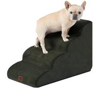EHEYCIGA Curved Dog Steps for Bed, 4-Step Dog Stairs for Sofa, 33D Density Foam Pet Steps for Small Dogs & Cats, Pet Stairs for High Bed, Non-Slip Dog Ramp with Washable Cover, 72x40x50cm, Olive Green