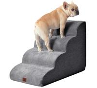 EHEYCIGA Curved Dog Steps for Bed, 4-Step Dog Stairs for Sofa, High Density Foam Pet Steps for Small Dogs & Cats, Pet Stairs for High Bed, Non-Slip Dog Ramp with Washable Cover, 72x40x50cm, Dark Gray