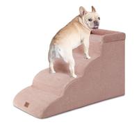 EHEYCIGA Dog Steps for Bed and Sofa 44.5cm H, 4-Step Dog Stair, Dusty Pink