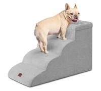 EHEYCIGA Dog Steps for Bed and Sofa 44.5cm H, 4-Step Dog Stair, Light Grey