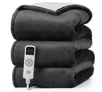 EHEYCIGA Electric Heated Blanket Throw, Heating Blanket Timer with 6 Heating Levels & 10 Hours Auto Off, Soft Warm Cozy Electric Over Blanket for Sofa, Chair 130x160 cm