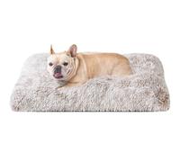 EHEYCIGA Fluffy Dog Crate Bed Medium, Calming Anti Anxiety Pet Bed Washable, Dog Mat Mattress for Crate with Anti-Slip Bottom, Brown, 75x50x7.5cm