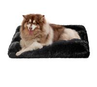 EHEYCIGA Fluffy XXL Dog Crate Bed, Calming Anti Anxiety Pet Bed Washable, Dog Mat Mattress for Crate with Anti-Slip Bottom, Black, 120x90x10cm