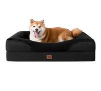 EHEYCIGA Memory Foam Dog Beds Large, Orthopedic Dog Beds Sofa with Sides and Waterproof Liner, Pet Couch with Washable Removable Cover and Non-Slip Bottom, 91x68x17cm, Black