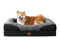 EHEYCIGA Memory Foam Dog Beds Large, Orthopedic Dog Beds Sofa with Sides and Waterproof Liner, Pet Couch with Washable Removable Cover and Non-Slip Bottom, 91x68x17cm, Charcoal