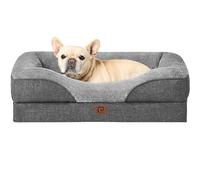 EHEYCIGA Memory Foam Dog Beds Medium Washable, Orthopedic Dog Beds Sofa with Sides and Waterproof Liner, Pet Couch with Washable Removable Cover and Non-Slip Bottom, 76x51x16cm, Dark Grey