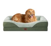 EHEYCIGA Memory Foam Dog Beds XXL, Orthopedic Giant Dog Beds Sofa with Sides and Waterproof Liner, Pet Couch with Washable Removable Cover and Non-Slip Bottom, 122x89x19cm, Sage Green