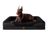 EHEYCIGA Memory Foam Dog Beds XXXL, Orthopedic Giant Dog Beds Sofa with Sides and Waterproof Liner, Pet Couch with Washable Removable Cover and Non-Slip Bottom, 132x104x20cm, Black