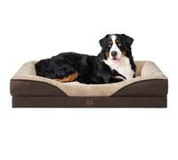 EHEYCIGA Memory Foam Dog Beds XXXL, Orthopedic Giant Dog Beds Sofa with Sides and Waterproof Liner, Pet Couch with Washable Removable Cover and Non-Slip Bottom, 132x104x20cm, Brown