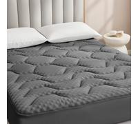 EHEYCIGA Memory Foam Mattress Topper Double Bed, Gel Mattress Pad with Extra Deep Pocket, Breathable Mattress Cover, 135x190x3cm, Dark Grey