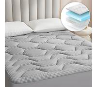 EHEYCIGA Memory Foam Mattress Topper Small Double Bed, Gel Mattress Pad with Extra Deep Pocket, Breathable Mattress Cover, 122x190x3cm, Grey