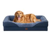 EHEYCIGA XL Dog Bed Memory Foam, Extra Large Orthopedic Dog Beds Sofa with Sides and Waterproof Liner, Pet Couch with Washable Removable Cover and Non-Slip Bottom, 106x76x19cm, Navy Blue